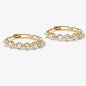 Adornmonde 14k solid gold hoop clicker earrings with crystals